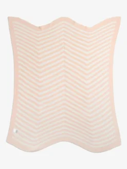 New The Little Tailor Baby Chevron Design 100% Cotton Knitted Shawl Pink