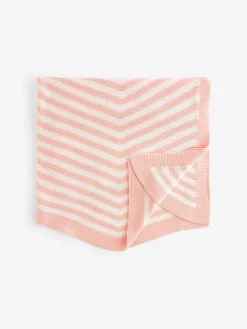 New The Little Tailor Baby Chevron Design 100% Cotton Knitted Shawl Pink