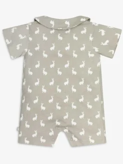 Online The Little Tailor Baby Jersey Bunny Print 100% Cotton Romper Grey