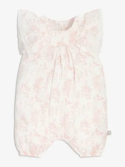 Outlet The Little Tailor Baby Muslin 100% Cotton Playsuit Pink/White