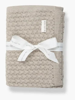 The Little Tailor Baby Scallop Design Pointelle 100% Cotton Blanket^ Nursery Bedding|Blankets