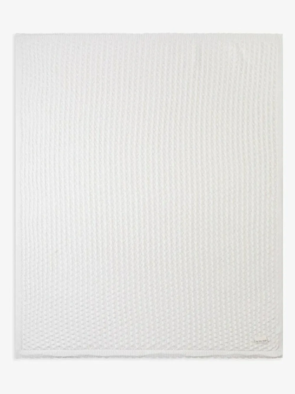 New The Little Tailor Baby Scallop Design Pointelle 100% Cotton Blanket White
