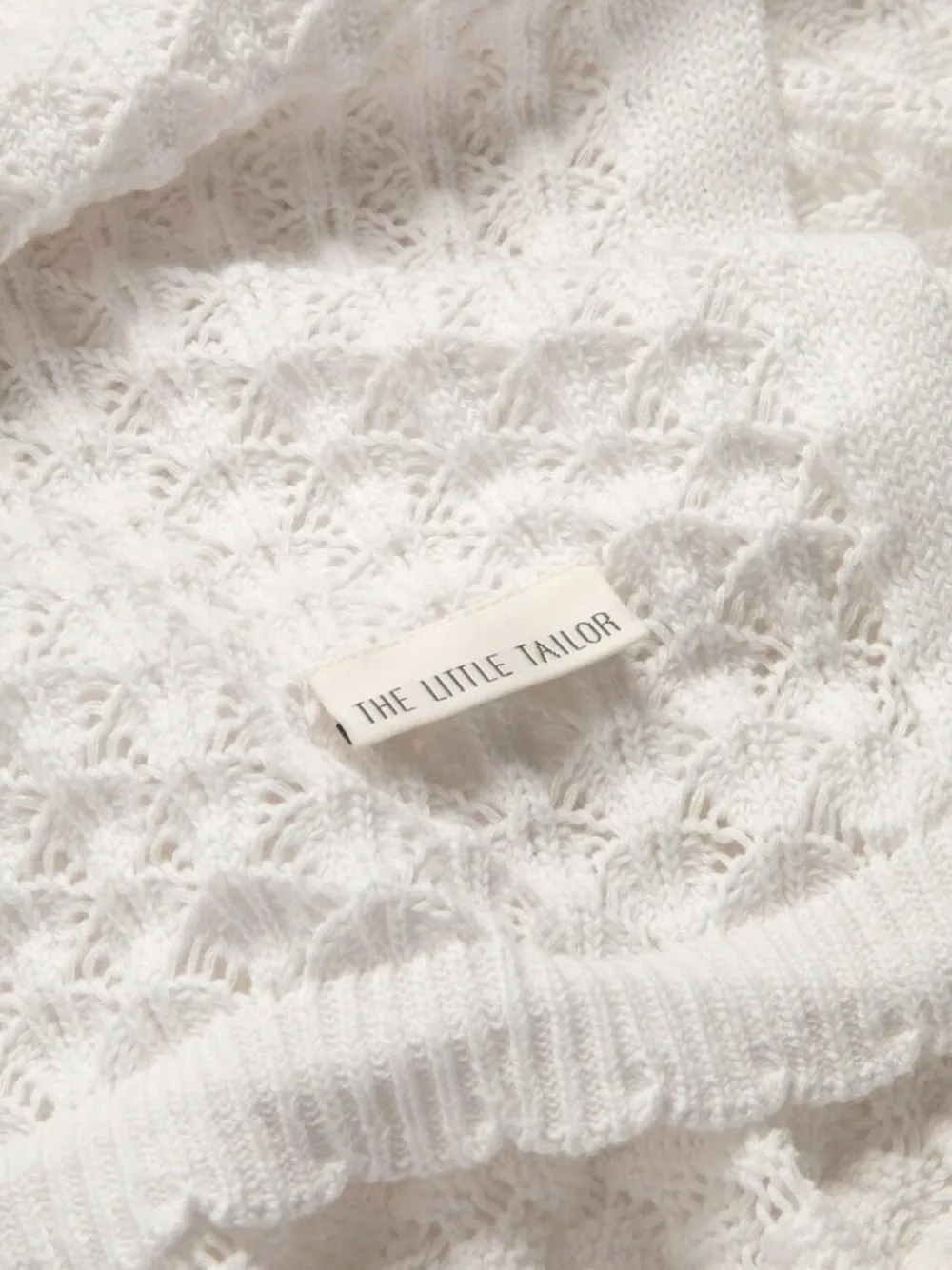 New The Little Tailor Baby Scallop Design Pointelle 100% Cotton Blanket White