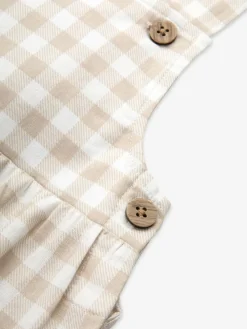 Clearance The Little Tailor Baby Woven Shorty 100% Cotton Romper Fawn Gingham