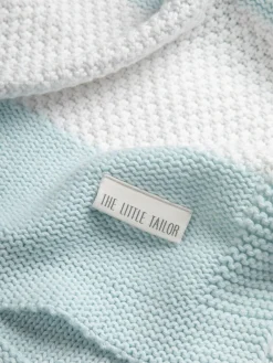 New The Little Tailor Large Supersoft Textured Knitted 100% Cotton Blanket Blue