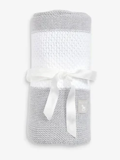 Hot The Little Tailor Large Supersoft Textured Knitted 100% Cotton Blanket Grey