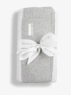 Hot The Little Tailor Large Supersoft Textured Knitted 100% Cotton Blanket Grey