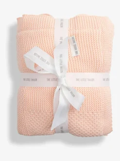 Clearance The Little Tailor Pink Plush Lined Knitted Baby Blanket