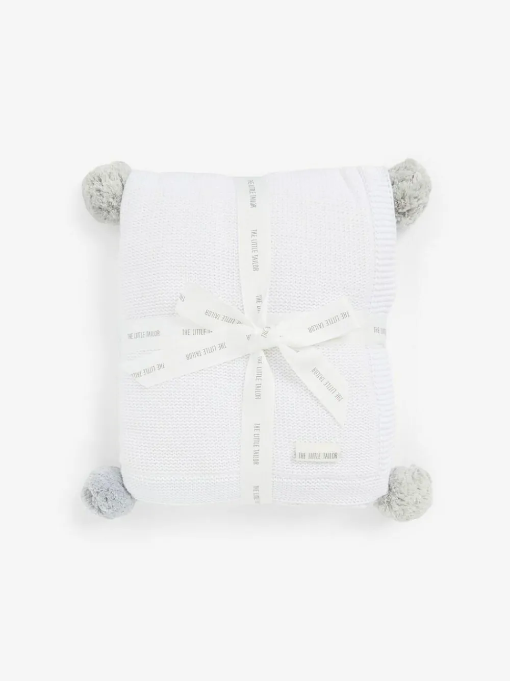 New The Little Tailor Pom Pom Plush Lined Baby Blanket