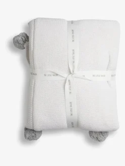 New The Little Tailor Pom Pom Plush Lined Baby Blanket