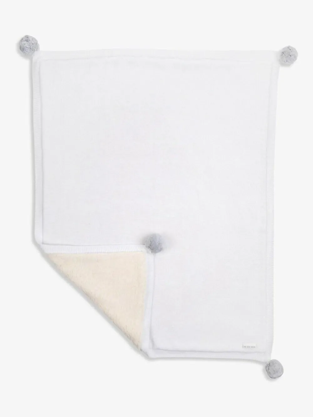 New The Little Tailor Pom Pom Plush Lined Baby Blanket