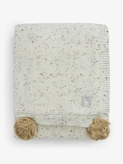 Discount The Little Tailor Pom Pom Plush Lined Baby Blanket