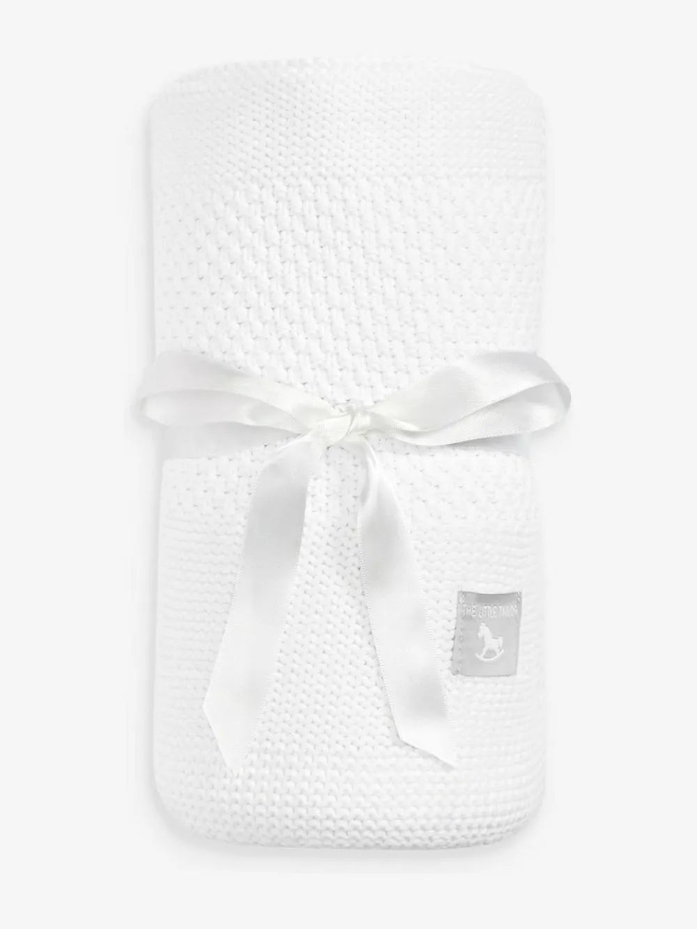 New The Little Tailor Large Supersoft Textured Knitted 100% Cotton Blanket White