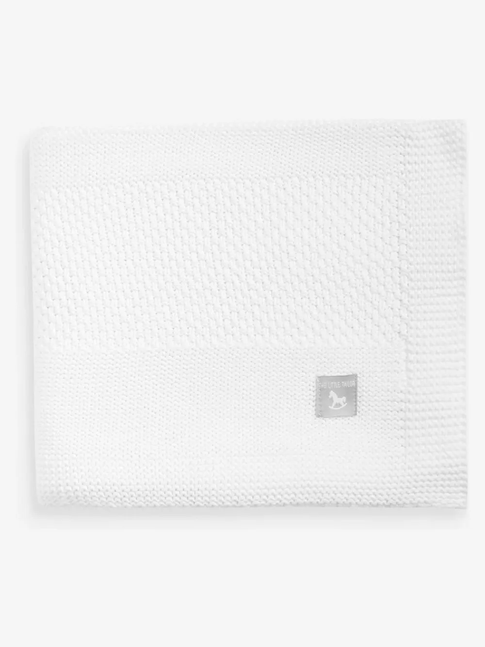 New The Little Tailor Large Supersoft Textured Knitted 100% Cotton Blanket White