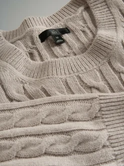 The Set 2 Pack Cable Knit Jumpers with Wool Navy Blue/Brown^ Knitwear|Knitwear