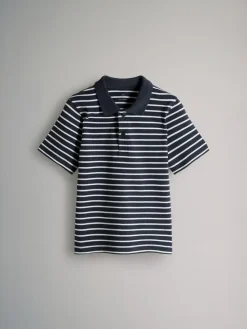 The Set 5 Pack Cotton Pique Polo Shirts Navy/Stripe/Light Blue/White^BOY Tops