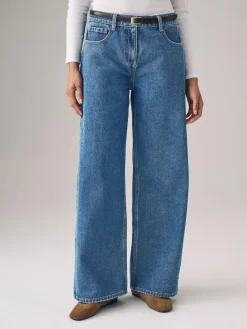 The Set 2 Pack Denim Wide Leg 100% Cotton Jeans Black/Mid Blue^Women Jeans|Jeans