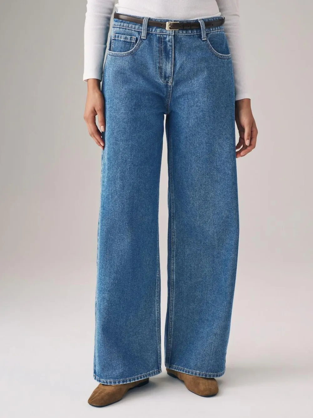 The Set 2 Pack Denim Wide Leg 100% Cotton Jeans Black/Mid Blue^Women Jeans|Jeans