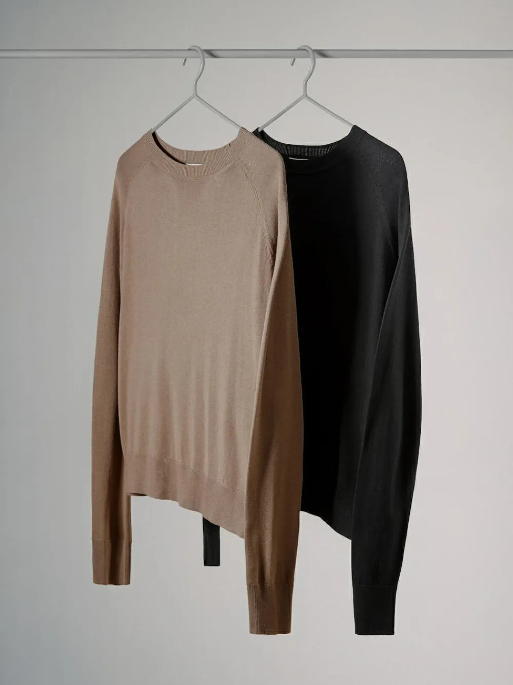 Online The Set 2 Pack Fine Knit Crew Neck Jumpers Mink/Black