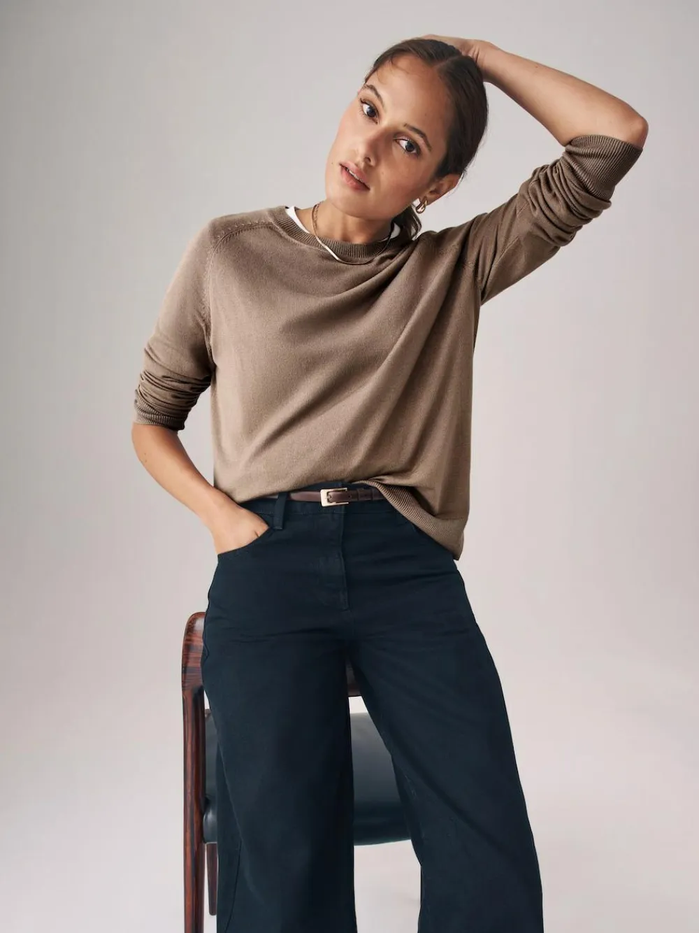 Online The Set 2 Pack Fine Knit Crew Neck Jumpers Mink/Black