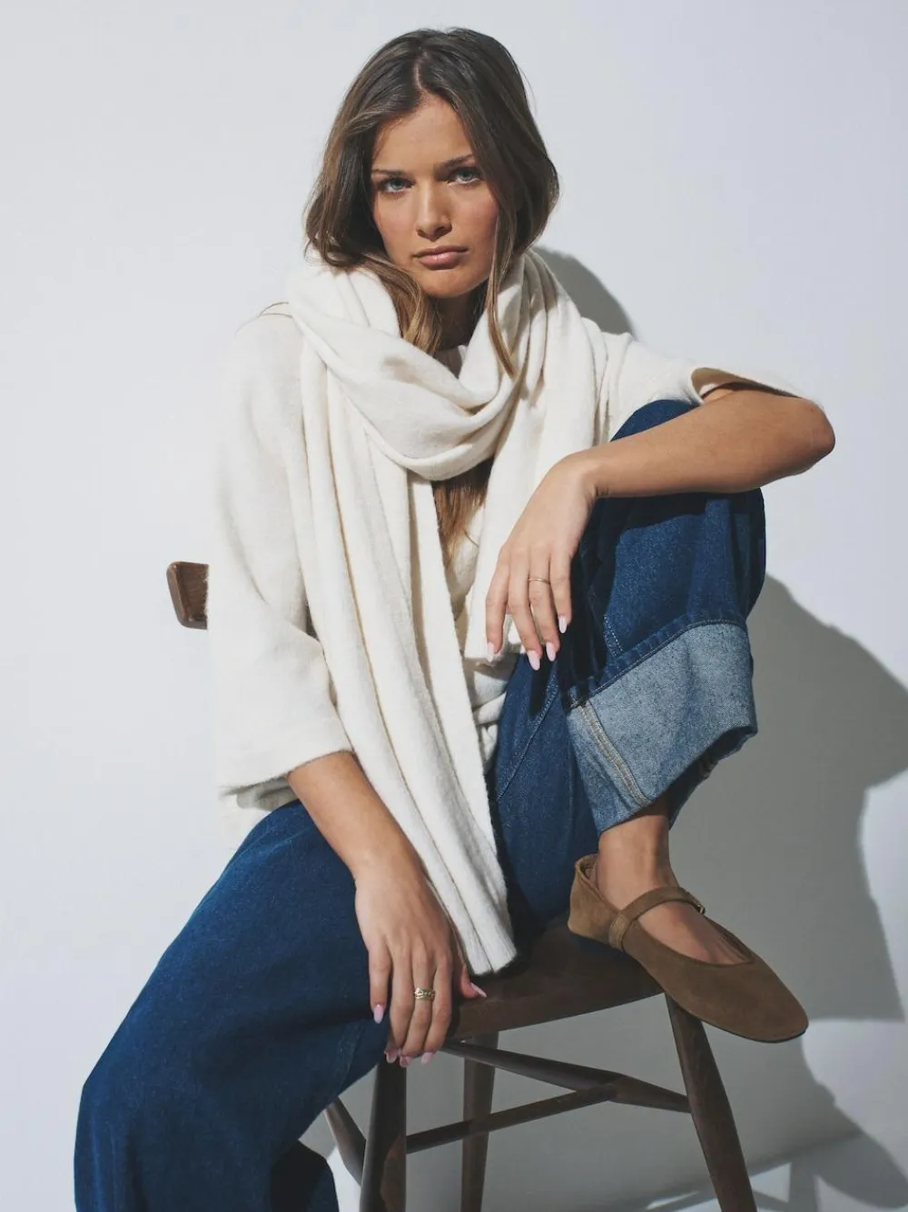 Sale The Set 2 Pack Fine Knit Scarf Set Oatmeal/Cream