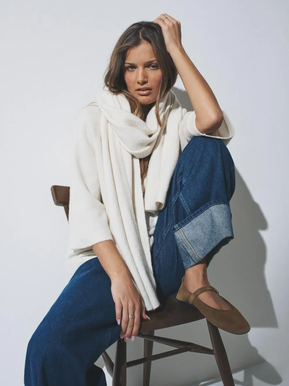 Sale The Set 2 Pack Fine Knit Scarf Set Oatmeal/Cream