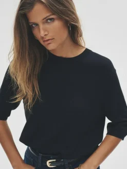 Outlet The Set 3 Pack Fine Knit T-Shirts Black/Neutral/Cream