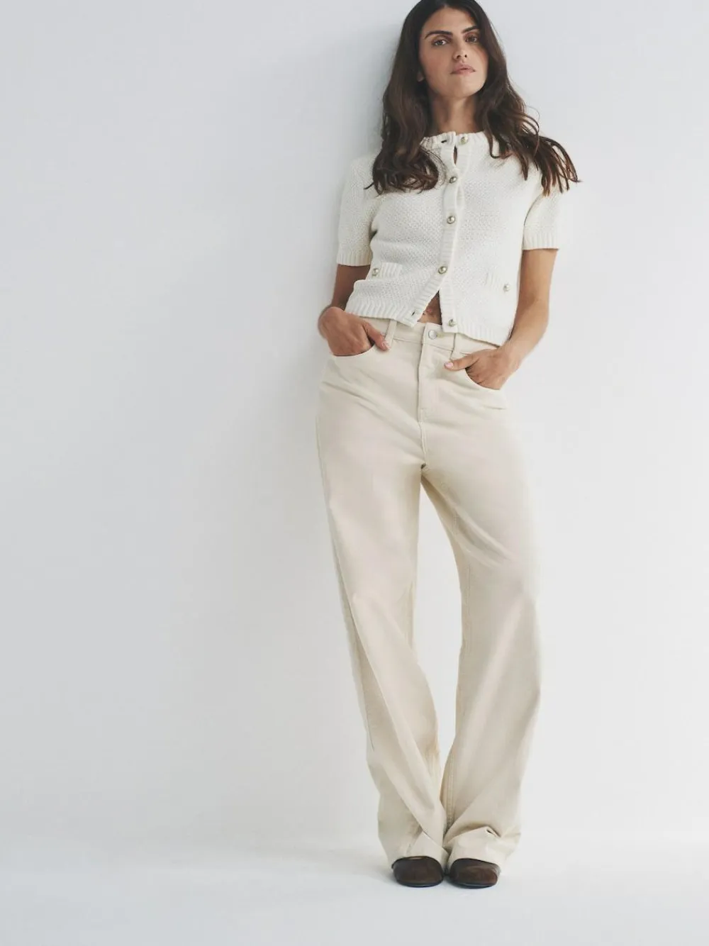 The Set 2 Pack Gold Button Knitted Short Sleeve Cardigans Cream/Black^Women Knitwear|Knitwear