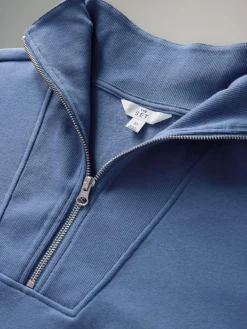 Discount The Set 3 Pack Half Zip Ribbed Funnel Neck Sweatshirts Blue/Light Blue/White