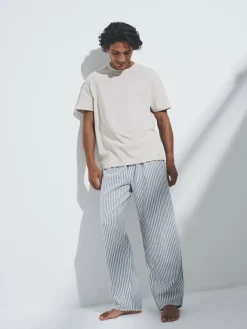 Hot The Set 3 Pack Jersey T-Shirt and Flannel Pyjamas Cream/Grey/Blue