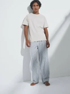 Hot The Set 3 Pack Jersey T-Shirt and Flannel Pyjamas Cream/Grey/Blue