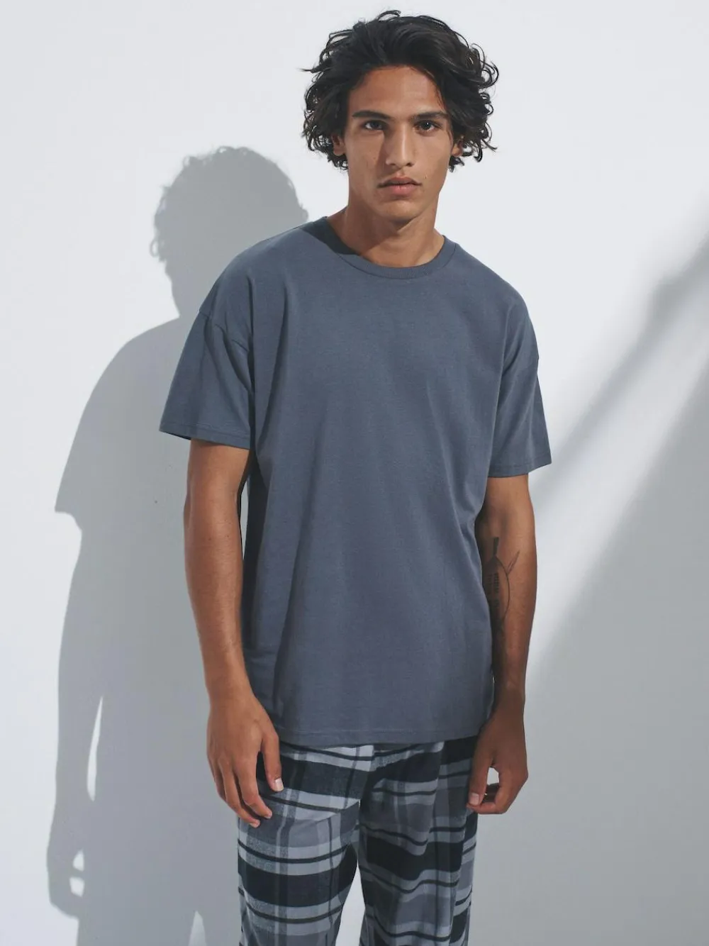 Outlet The Set 2 Pack Jersey T-Shirt and Flannel Pyjamas Black/Grey