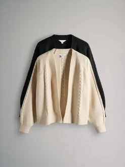Online The Set 2 Pack Knitted Cable Cardigans Cream/Black