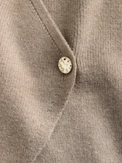 The Set 2 Pack Knitted Gold Button Ribbed Waistcoat Neutral/Black^Women Suits & Tailoring