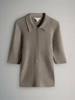 Online The Set 3 Pack Knitted Ribbed Polo Tops Brown/Neutral/Blue