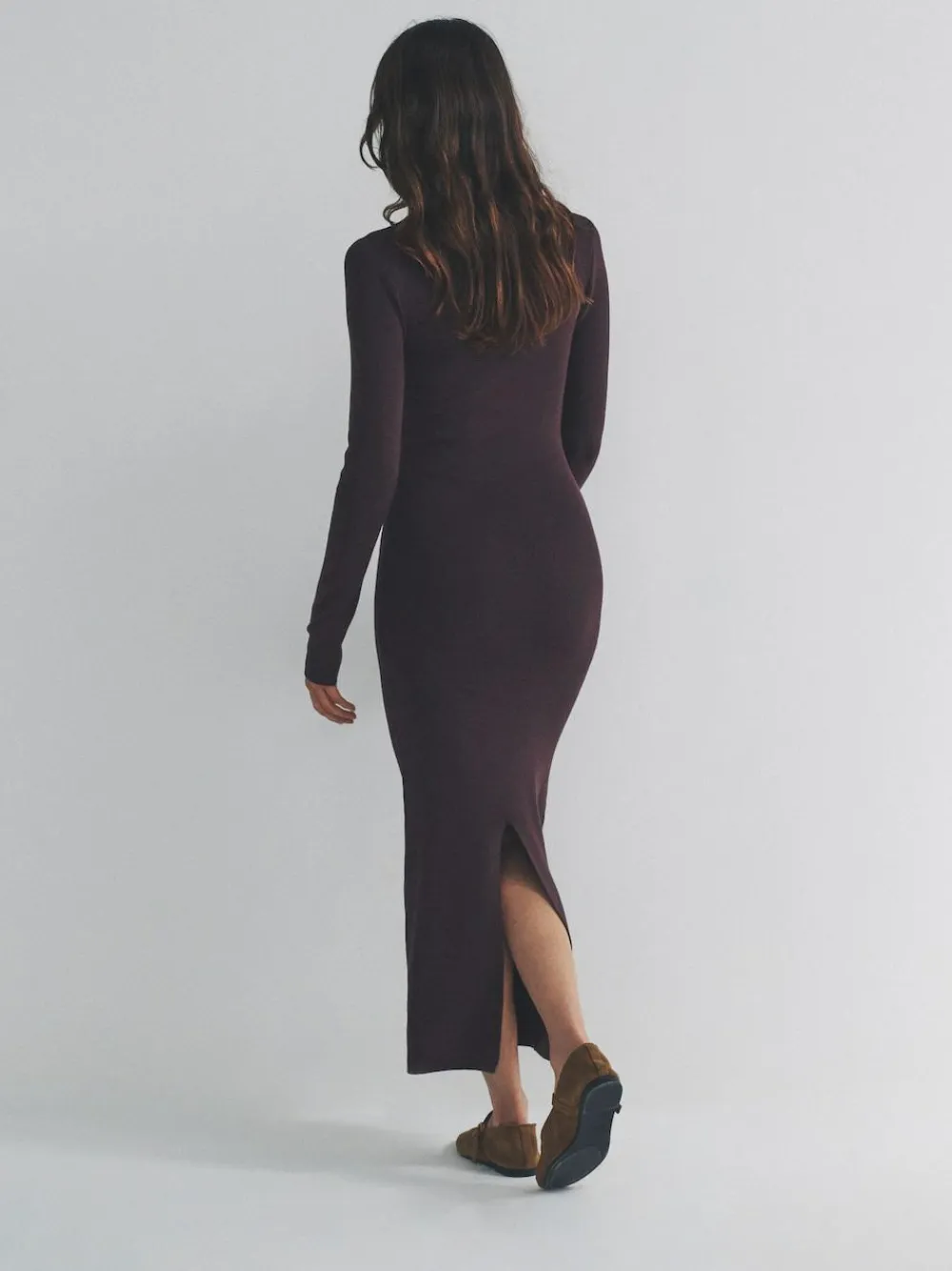 The Set 2 Pack Knitted Square Neck Dress Burgundy Plum/Navy Blue Tipped^Women Midi Dresses|Knitwear