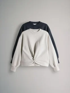 The Set 2 Pack Knot Front Sweatshirt Navy/Cream^Women Nightwear|Hoodies & Sweatshirts