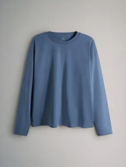 The Set 7 Pack Long Sleeve T-Shirts Navy/Blue/Red/Green/Light Blue/Stone Brown/White^Women Nightwear|Tops & T-Shirts