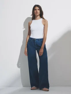 Discount The Set 2 Pack Low Rise Wide Leg Denim Jeans Black/Mid Blue