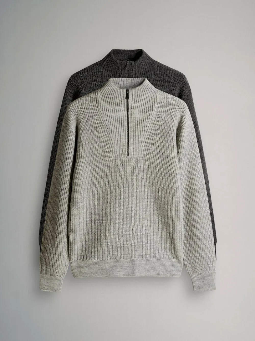 Sale The Set 2 Pack Quarter Zip Neck Jumpers Grey Marl