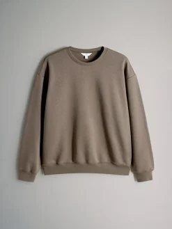 New The Set 3 Pack Relaxed Crew Neck Sweatshirts Chocolate Brown/Taupe Brown/Cream