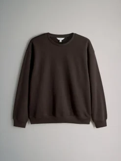 New The Set 3 Pack Relaxed Crew Neck Sweatshirts Chocolate Brown/Taupe Brown/Cream