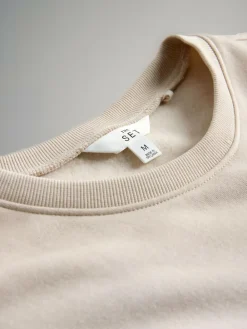 New The Set 3 Pack Relaxed Crew Neck Sweatshirts Chocolate Brown/Taupe Brown/Cream