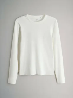 The Set 5 Pack Ribbed Long Sleeve T-Shirts Brown/Pink/White/Stripe^Women Nightwear|Tops & T-Shirts