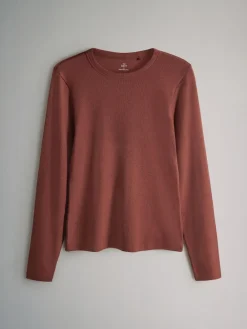 The Set 5 Pack Ribbed Long Sleeve T-Shirts Brown/Pink/White/Stripe^Women Nightwear|Tops & T-Shirts