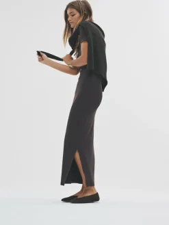 The Set 3 Pack Short Sleeve Ribbed Midi Dresses Black/Chocolate/Charcoal