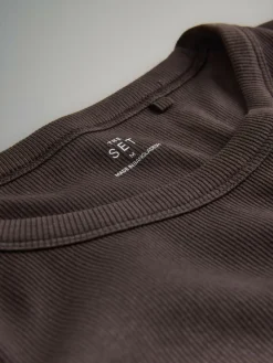 The Set 3 Pack Short Sleeve Ribbed Midi Dresses Black/Chocolate/Charcoal