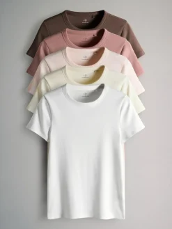 Discount The Set 5 Pack Short Sleeve Ribbed T-Shirts Multi