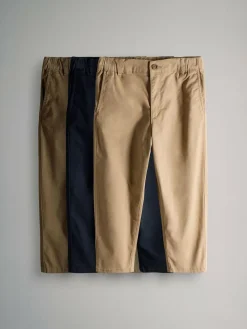 The Set 3 Pack Slim Leg Chino Trousers Navy Blue/Tan Brown/Green^BOY Pants & Chinos