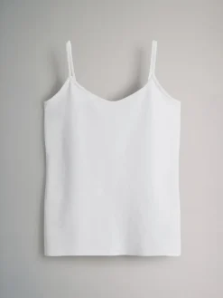 Best The Set 5 Pack Thin Strap Vest Tops Black/Grey/Stripe/Light Grey Marl/White